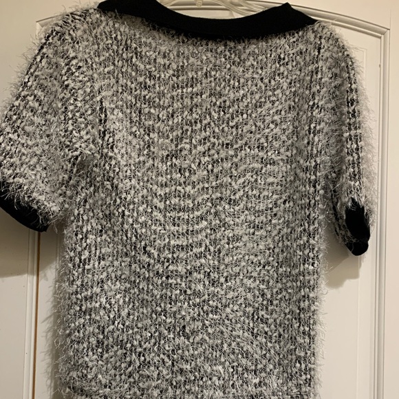 Zara Monochrome Fuzzy Knit Top size S - Picture 3 of 3